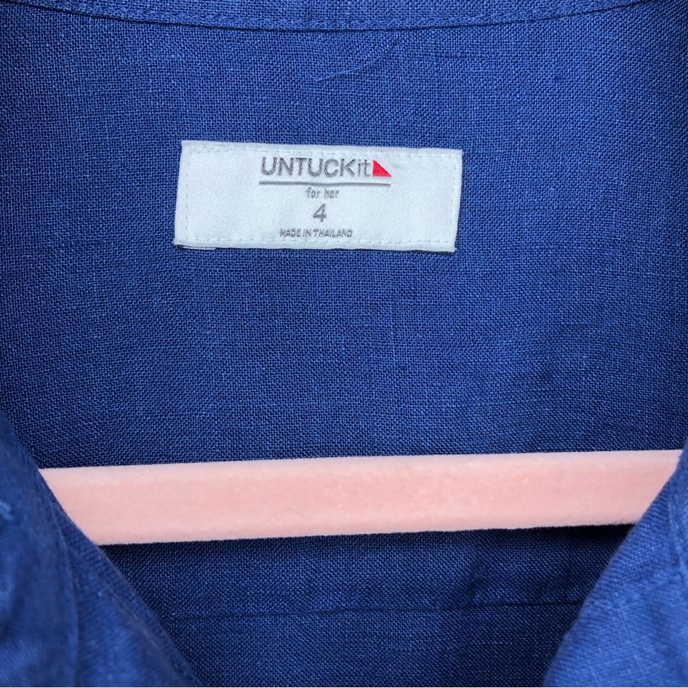 UNTUCKit Nancy Linen Dress Size 4 Navy Blue Minimalist Neutral Natural Fibers - Picture 3 of 8